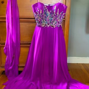 Blush Purple Rhinestone Prom Dress